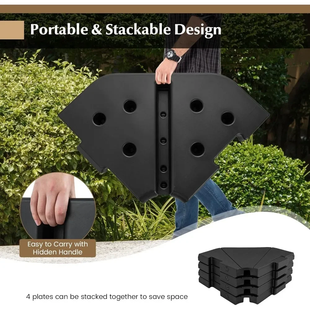 4-Piece Patio Umbrella Base, 208 lbs Heavy Duty Offset Cantilever Umbrella Stand 6