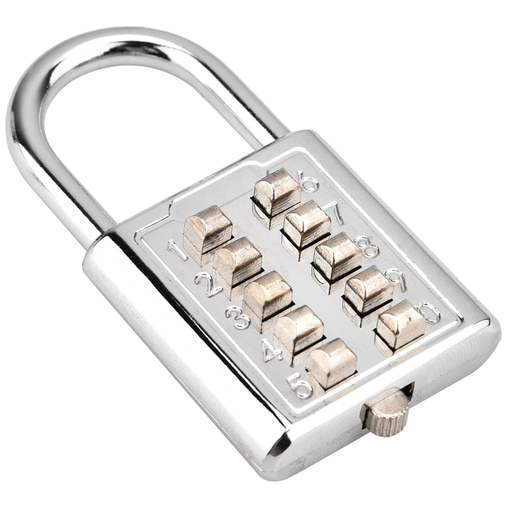 10-Digit Combination Padlock for Secure Locking Push Button Password Lock for Luggage Toolbox Locker