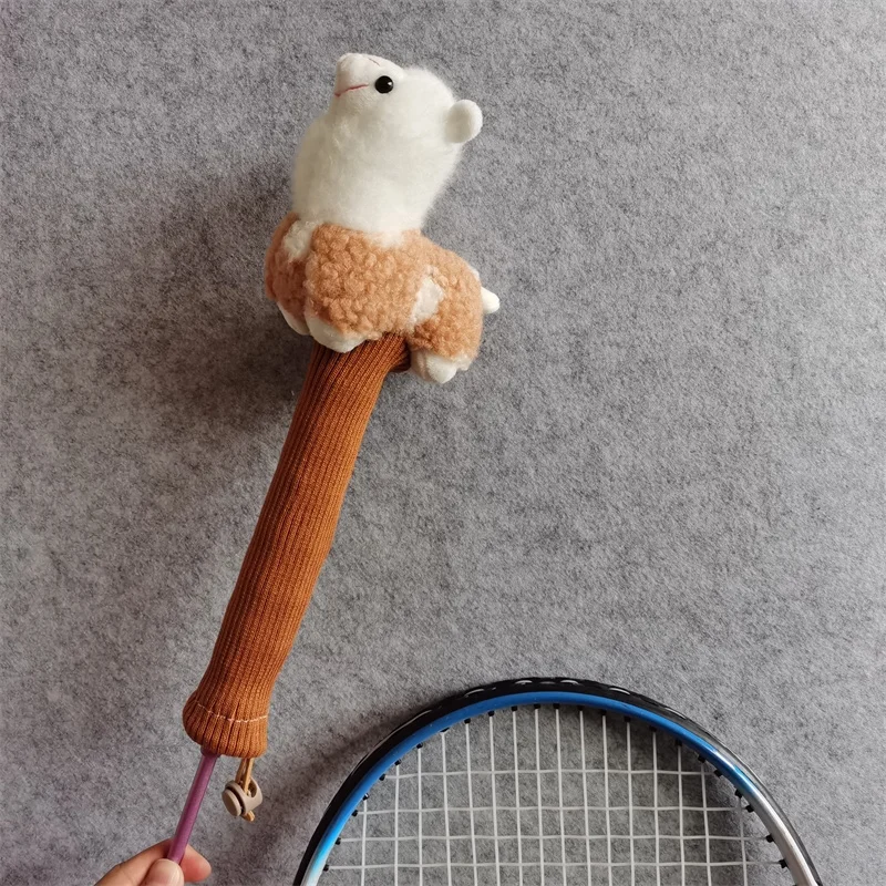 Alpaca Badminton Racket Handle Cover Plush Vicugna Pacos Grip Protectors Handcraft Gift