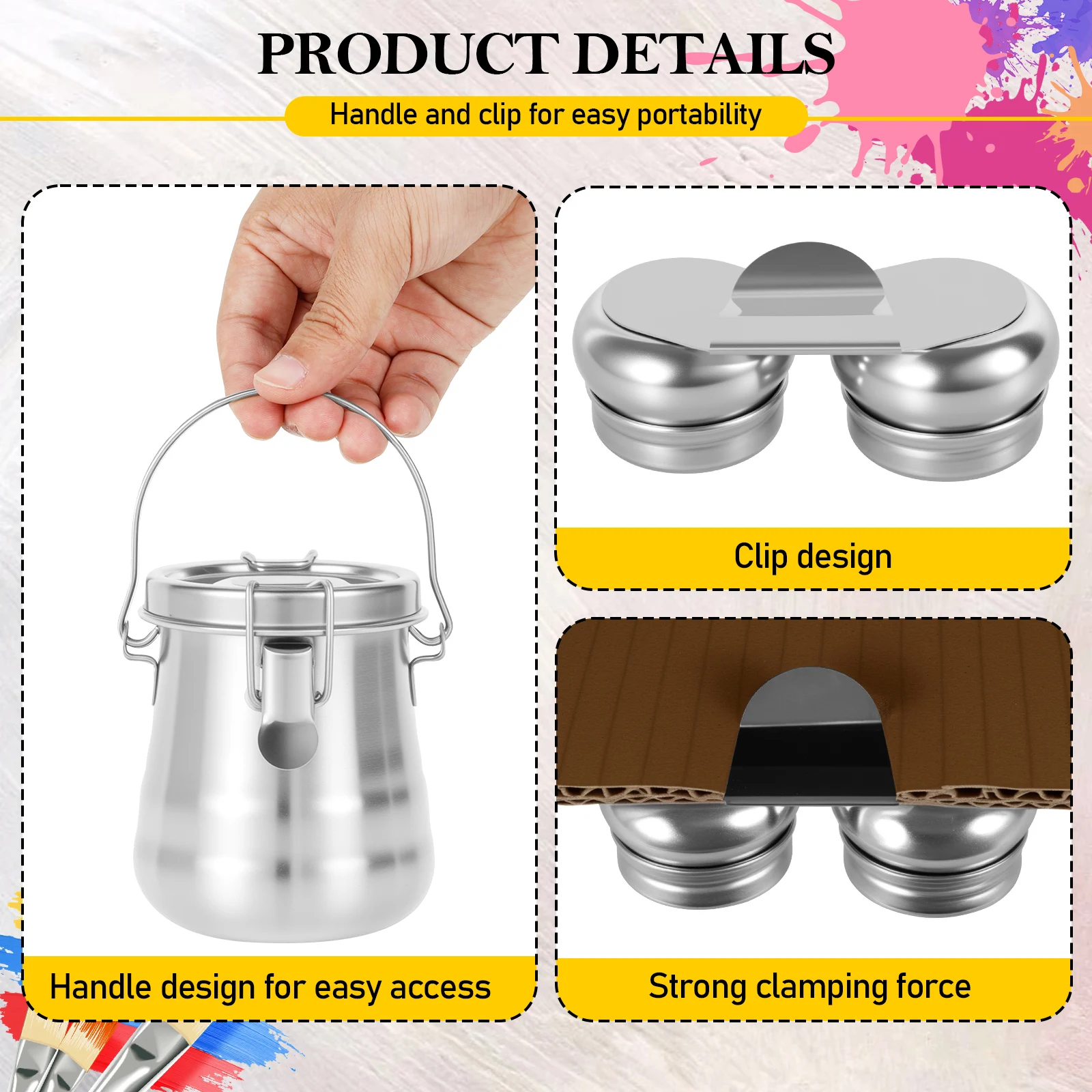 Oil Painting Brush Washer Stainless Steel Paint Brush Washing Bucket with Double Dipper Palette Cup and Filter for Student Artis