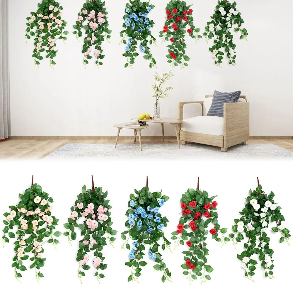 

Party Supplies Home Decoration Flower Wall Hanging 25Heads Roses Rattan Artificial Greenery Lifelike Floral Wreath