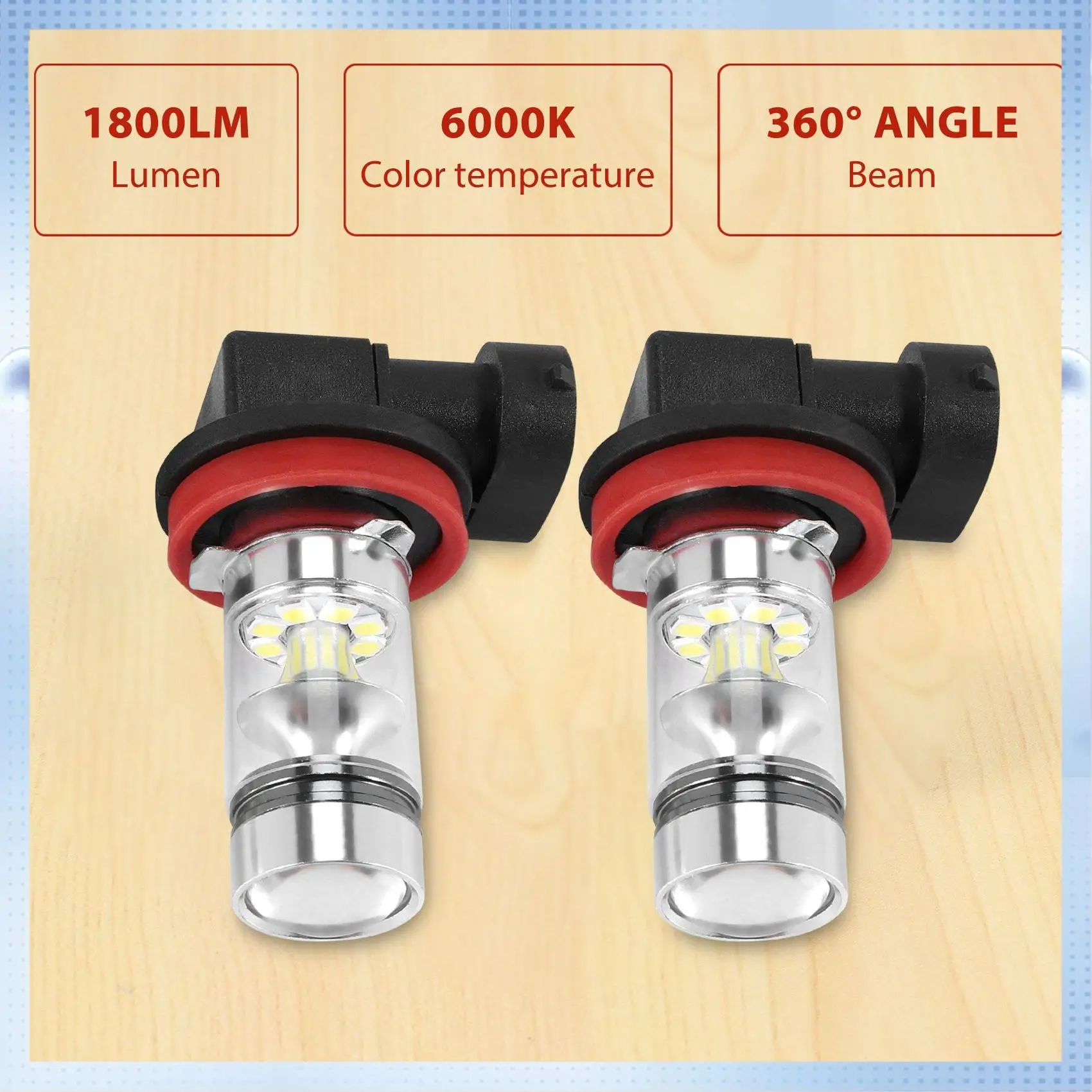 L36A-2X H8 H11 H16 6000K 흰색 100W 고전력 LED 안개등 운전 전구 DRL