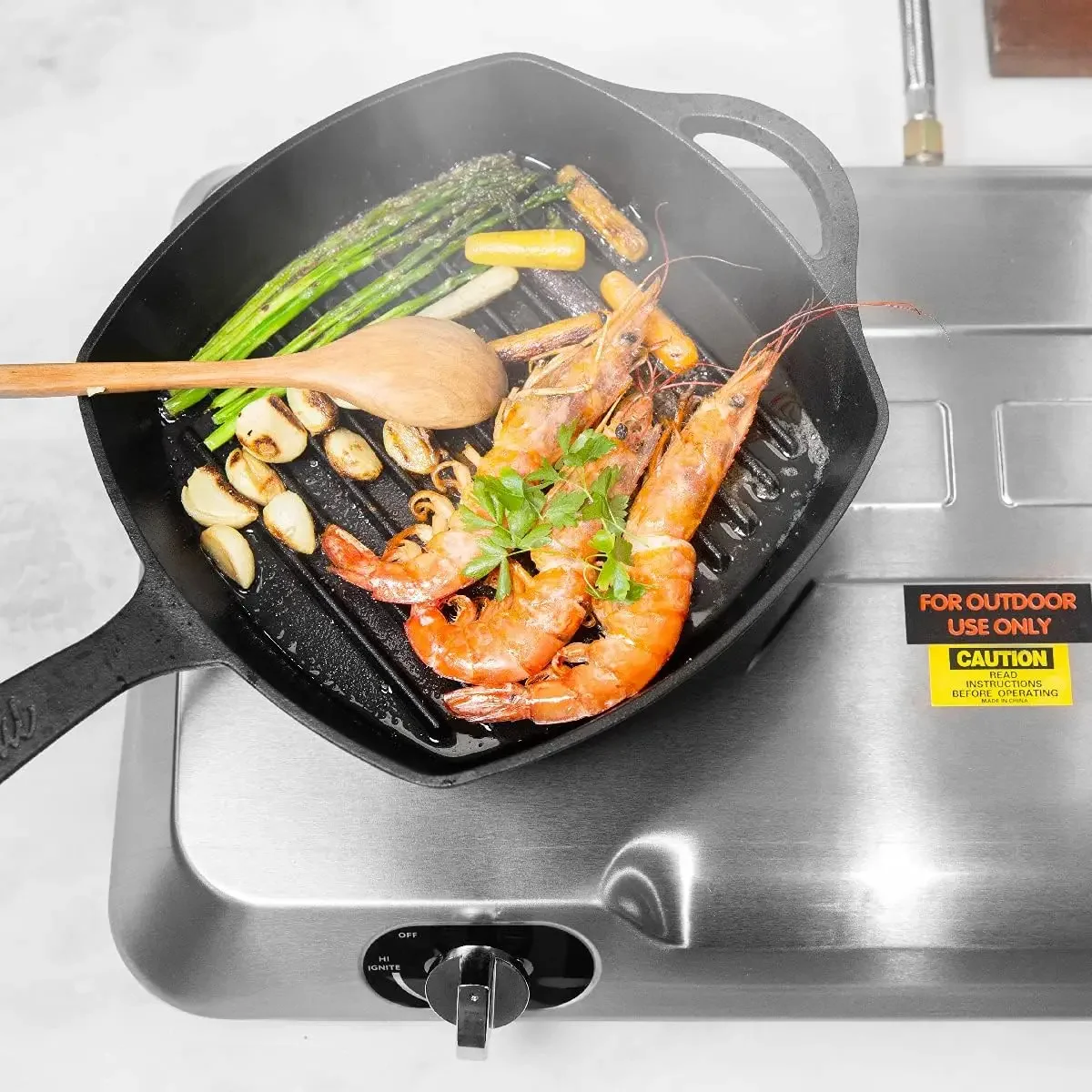 Double Burner Stove Auto Ignition Cooktop Outdoor Propane LPG Tank Camp 2 Burner Stove Burner Portable Stove Burner, Stainless S 4
