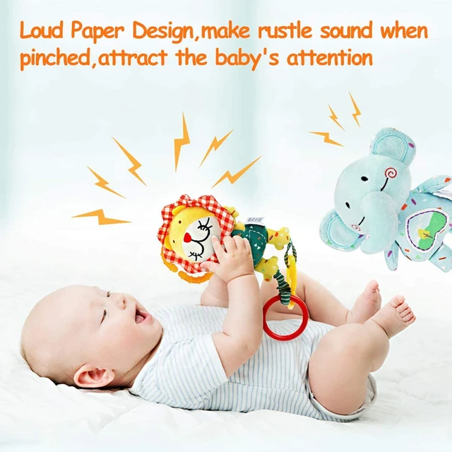 4 Pack Baby Handbells Rattles Soft Plush Development Toys Pram Crib Attachments Hanging Stroller Car Seats for Newborn Infant 3
