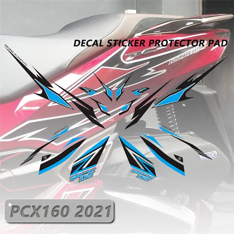 Motorcycle 3D Gel Front Rear Fairing Whole Body Fuel Tank Pad Decals Decorative Stickers Sets For Honda PCX 160 pcx160 2021-2024