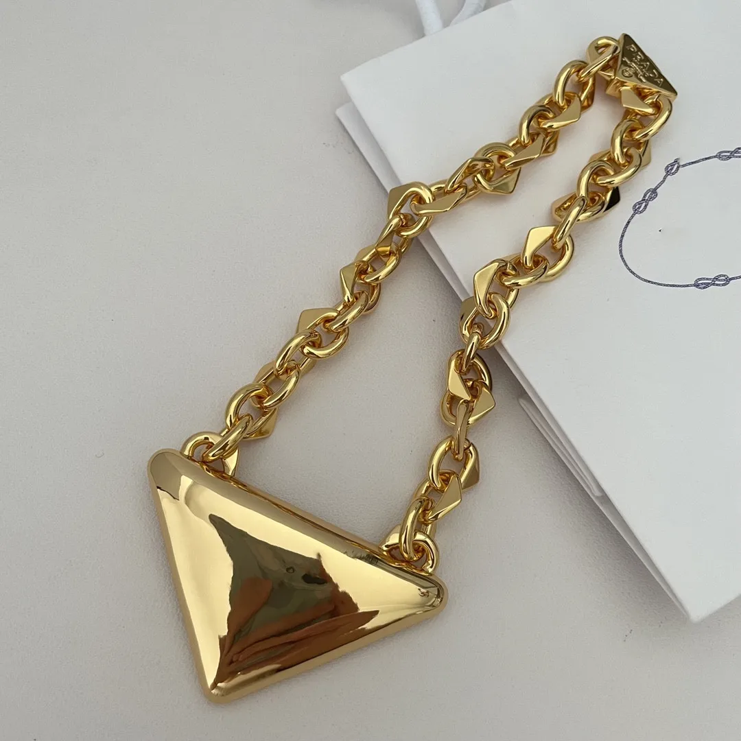 

European and American fashion retro large triangle pendant with patchwork chain necklace