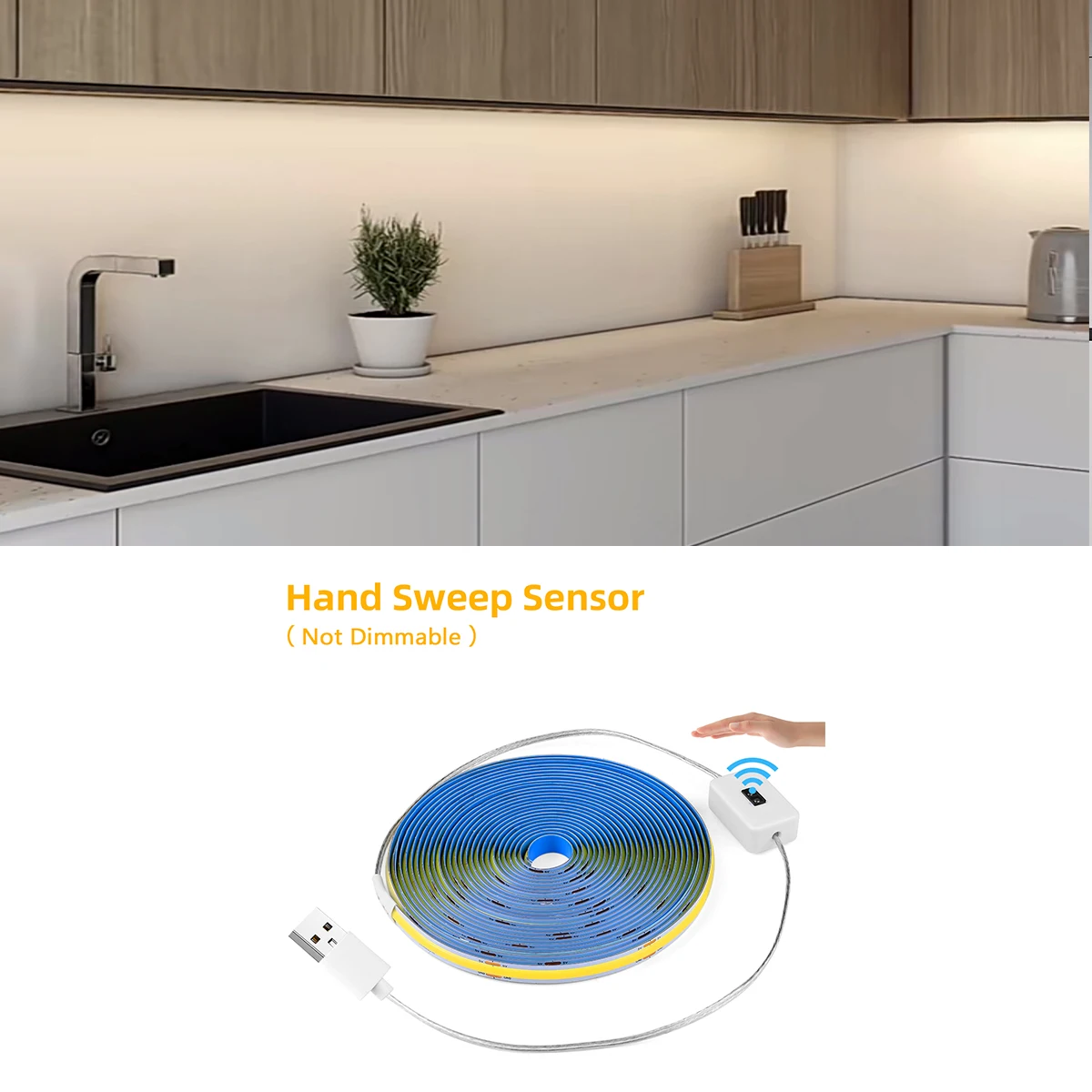 Portable USB COB LED Strip Light With Hand Sweep Sensor Switch For Living Room Closet Kitchen Study TV Backlight Bedroom Lightin