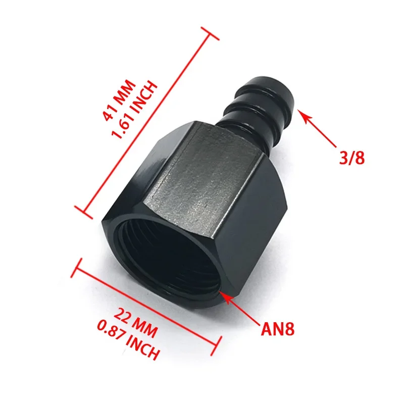 Straight Aluminum 6AN 8AN 10AN female Flare to 3/8 Barb Push Hose Barb Fitting Adapter
