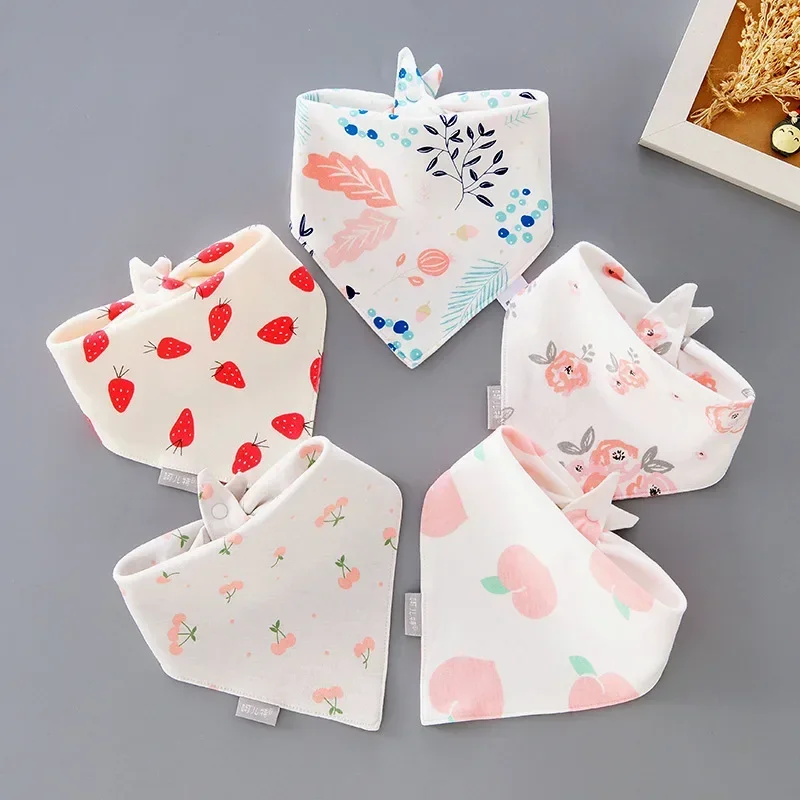 Description Picture 3 of item5pcs Cotton Baby Bib Triangle Saliva Towel Cartoon Print Kids Boys Girls Feeding Bib Apron Bandana Baby Stuff
