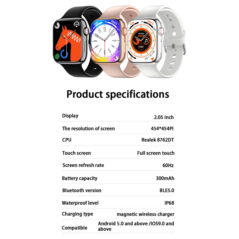 IWO 8 Max Ʈġ 2.05 ġ ȭ, NFC  ȭ, ɹڼ,  ͸,  , IP68 