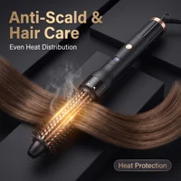 Ensemble de coiffure 5-en-1 interchangeable, fer à boucler multifonctionnel, brosse lissante avec écran LCD, peigne chauffant, gant anti-brûlure 4