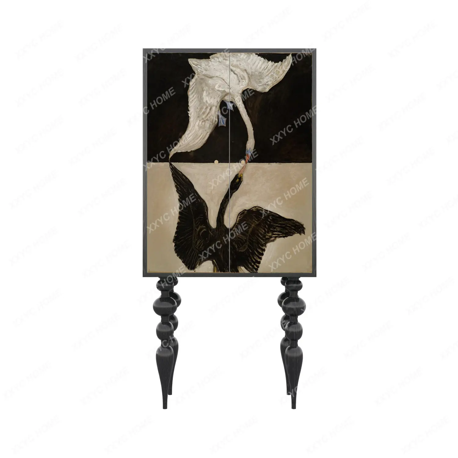 Light Luxury Solid Wood Locker Living Room Wall Clothes Closet Cloakroom Integrated High Foot Cabinet