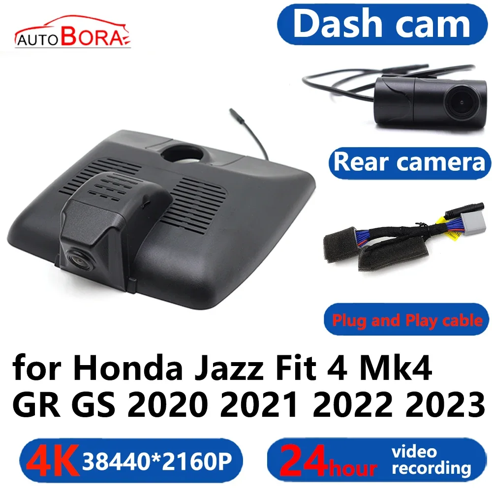 

AutoBora 4K Wifi 3840*2160 Car DVR Dash Cam Camera 24H Video Monitor for Honda Jazz Fit 4 Mk4 GR GS 2020 2021 2022 2023