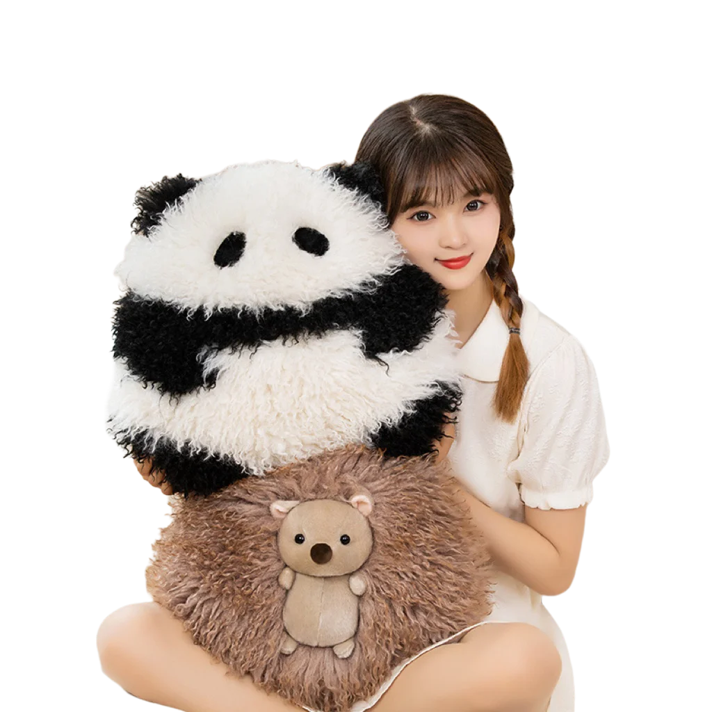 Creative Long Fur Pink Brown Hedgehog Panda Doll Plush Toy Sofa Decoration Birthday Christmas Gift For Girls Kids