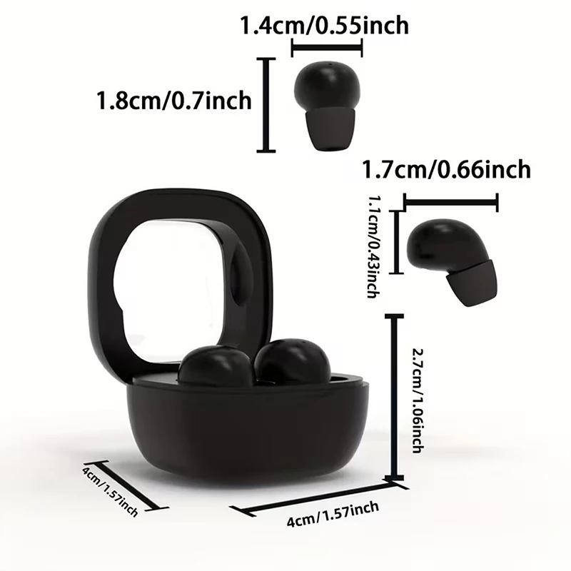 Compact Wireless Bluetooth Earbud - Invisible HD Bass Headphone for Sleep, Work, Sport, and Gaming