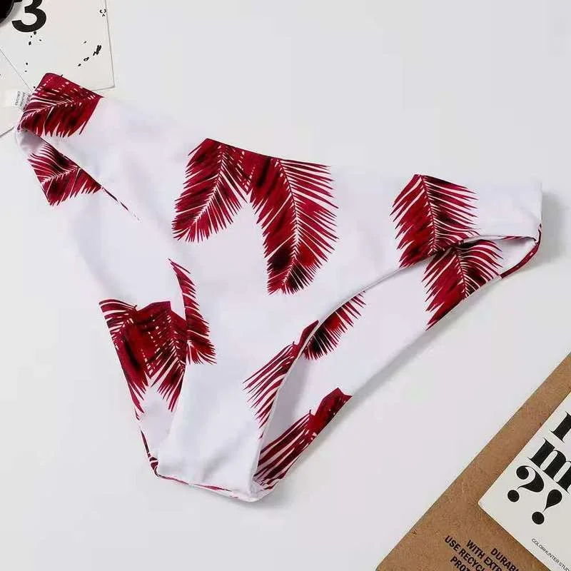 Leaf Printed Bikini Set Women Low Waist Swimwear Push Up Bikini Summer Party Holiday Bathing Suit 2021 Two Piece Set Swimsuit
