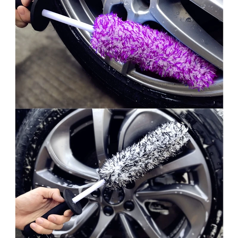 Wheel Tire Brush Car Detailing kit Rim Detailing Brushes Cleaning Microfiber Cleaning Cloth Great to Clean Dirty Tires wheel brush tire rim cleaning tool