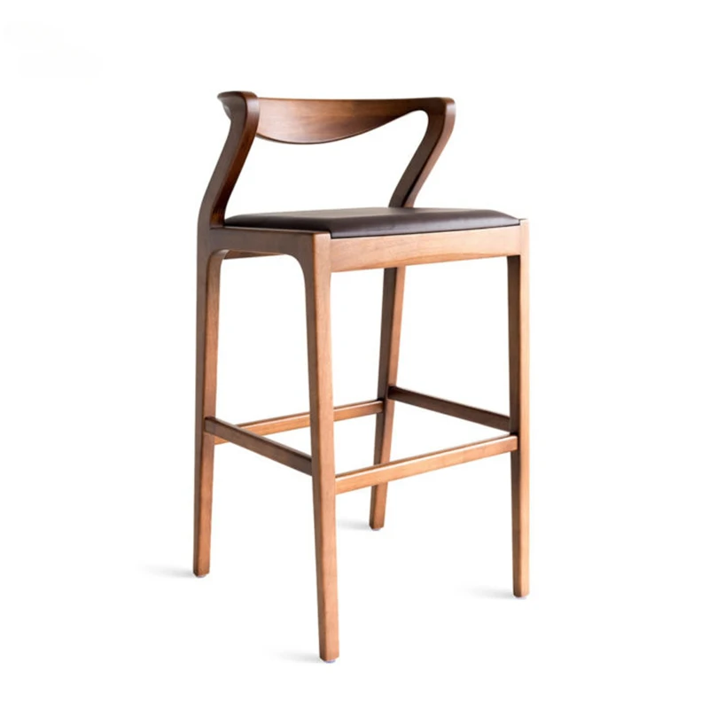 

New Chinese Retro Bar Chairs Designer Bar Furniture Creative Back High Bar Stools Home Solid Wood Chair Kitchen High Stools