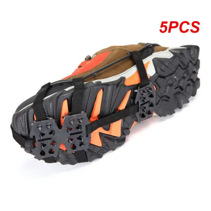 

5PCS Shoe Spikes Non-slip Antiskid Shoes New Crampons For Outdoor Winter Walk Ice Fishing Snow Shoe Chain Reliable Shoe Covers