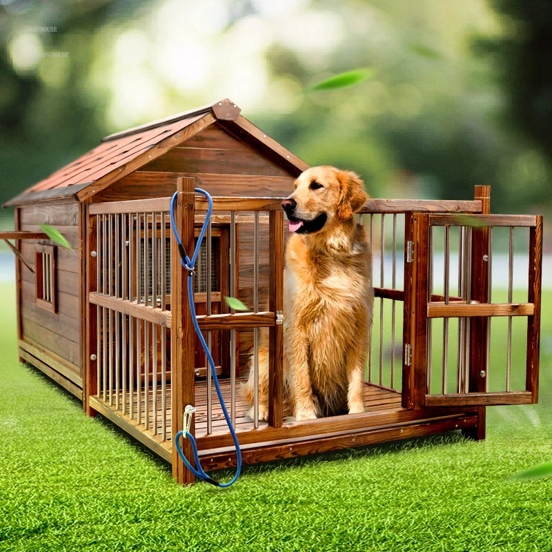 HomeSolidWoodDogHousesOutdoorRainproofPetKennelIndoorWinter