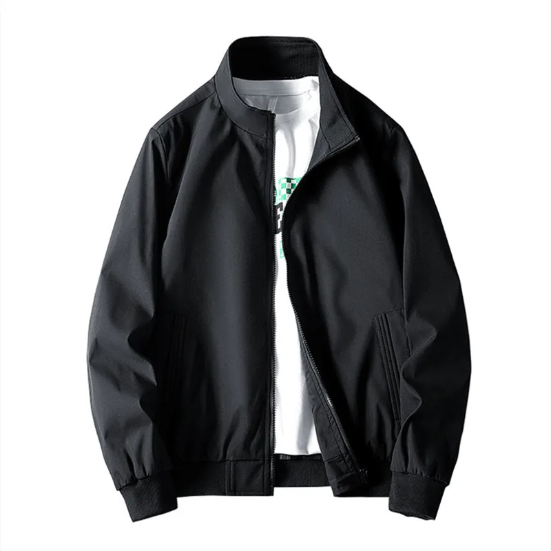 

Spring Autumn Polyester Men's Coat Stand Collar Long Sleeve Cardigan Pockets Loose Solid Fashion Casual Coat