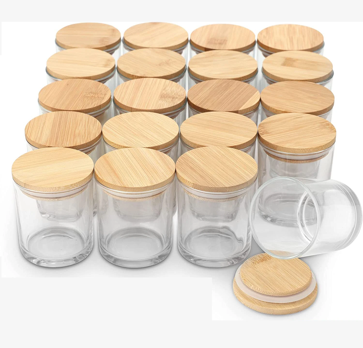 4pcs Clear Glass Candle Jars with Bamboo Lids for Making Candles 6 OZ Empty Candle Tins Bulk Candle Containers 3