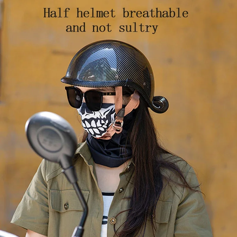 Adult Retro Motorcycle Helmet Men/Women Half Face Vintage Helmet Hat Cruiser Touring Moto Bicycle Scooter Skating Baseball Cap