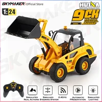 HuiNa 1/24 RC Excavator 9 Channel 2.4G Remote Control Alloy Digging Bucket Led Light Excavator Model RC Truck Toys Gift for Boy 1