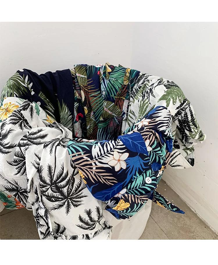 Privathinker Summer Men Casual Shirts Vintage Clothes Baggy Unisex Hawaiian Style Male Cardigan New Fashion Blouses Short Sleeve