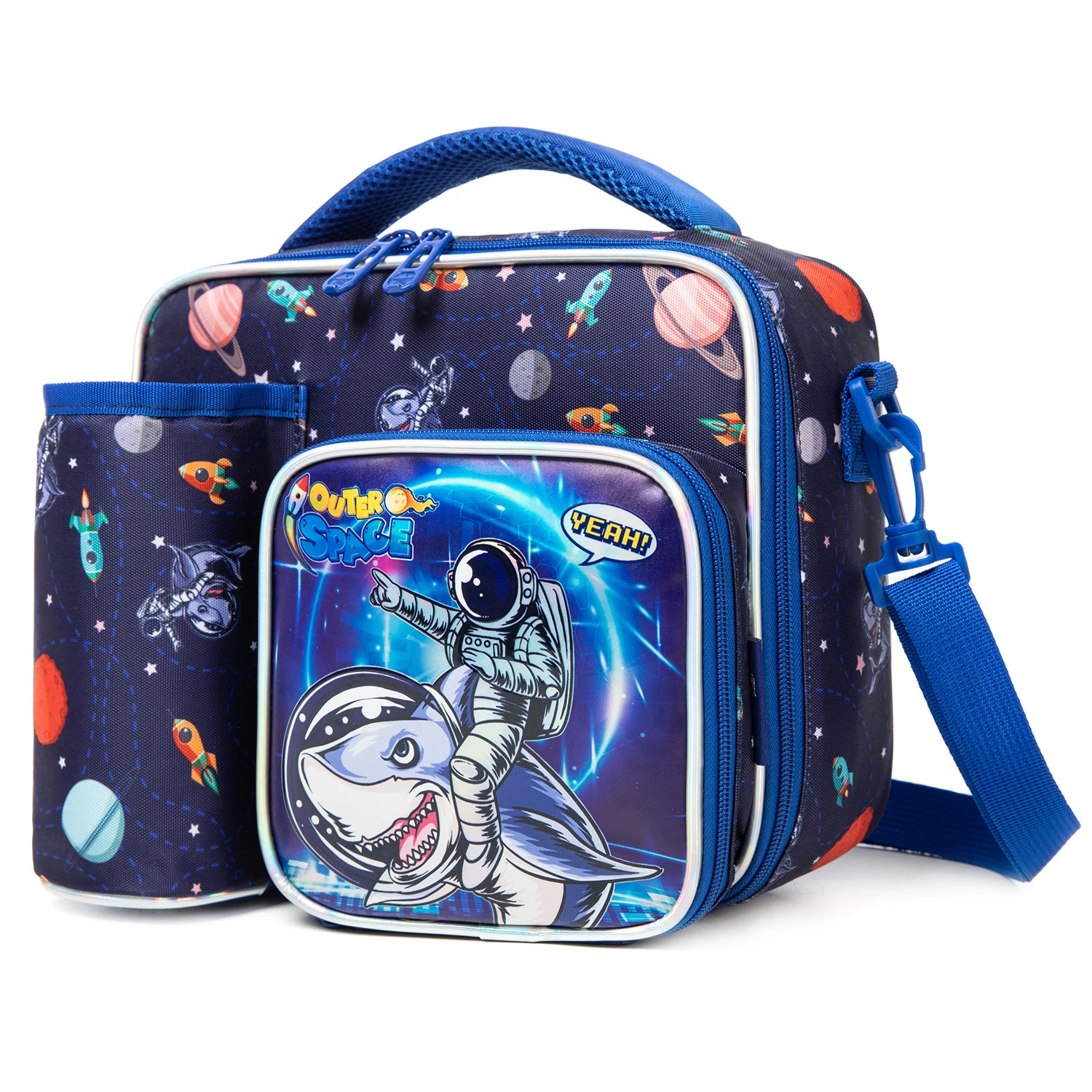 Kids Lunch Bag for Boys with Water Bottle Holder School Insulated Lunch Bags for kids with Multiple Zippered Pocket