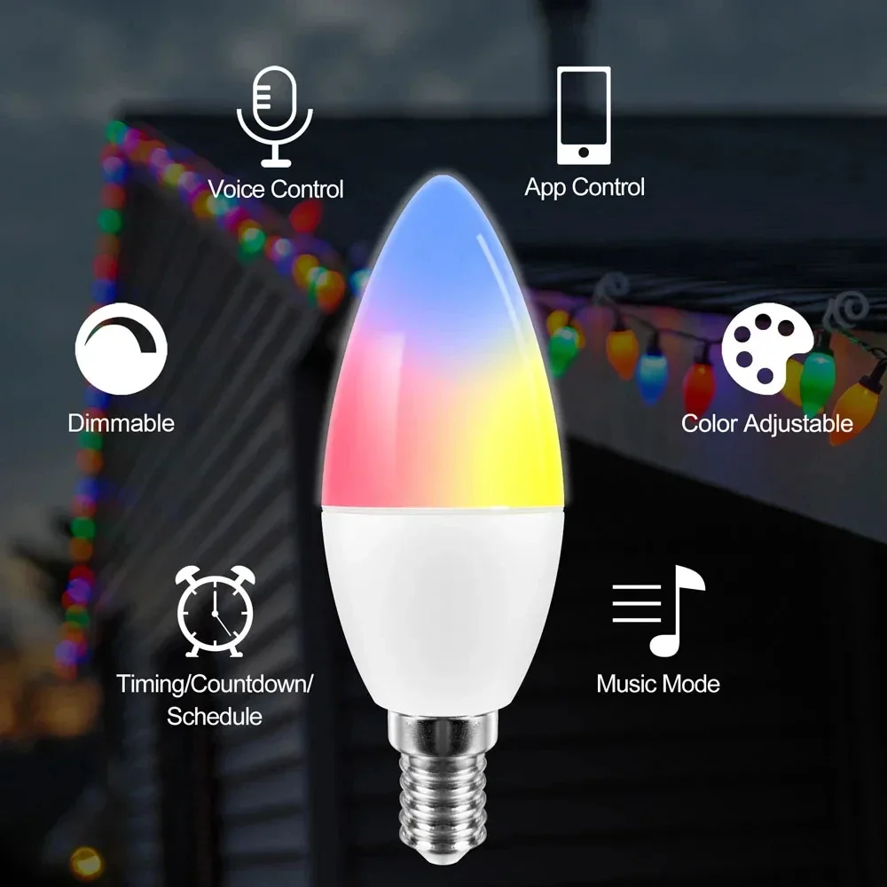 Smart Led Light Bulbs Smart Led Bulb Tuya E14 Candle Lamps