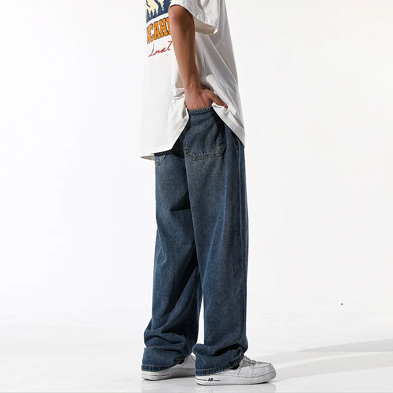 New Spring And Summer Youth Loose Straight Casual Pants Men'S Fashion Trend Versatile Comfortable Elastic Waist Jeans Trousers