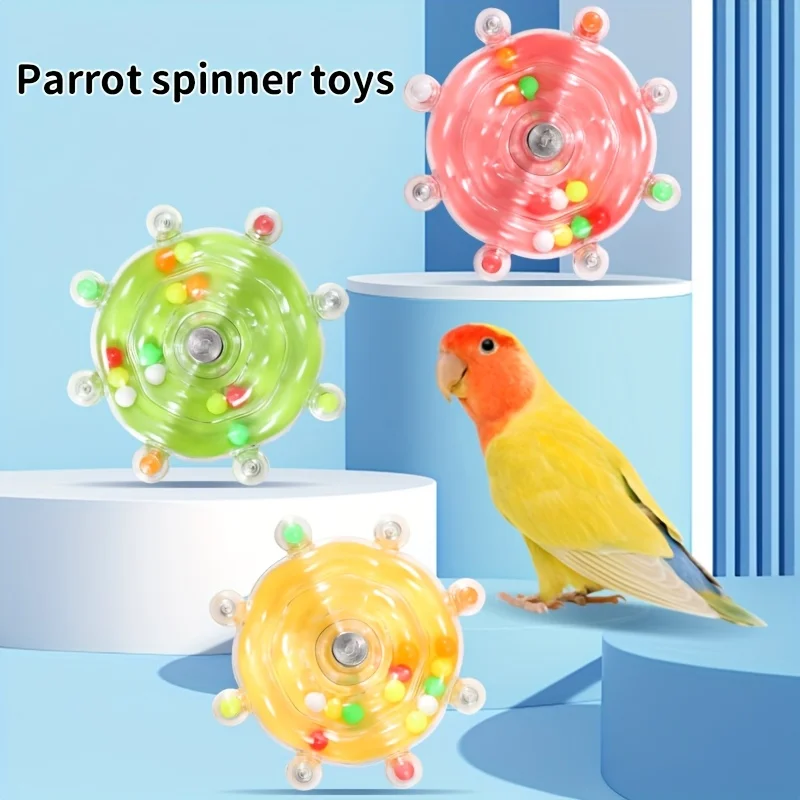 Interactive Bird Cage Toy for Parrots,Rotating Treat Dispenser,Durable Plastic,With Beak Grinding Teeth,for Mental Stimulation 3