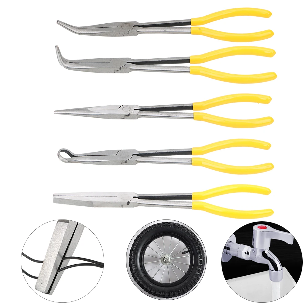 

1Pc Extra Long Nose Pliers Straight Bent Tip Mechanic Equipment Hand Tools