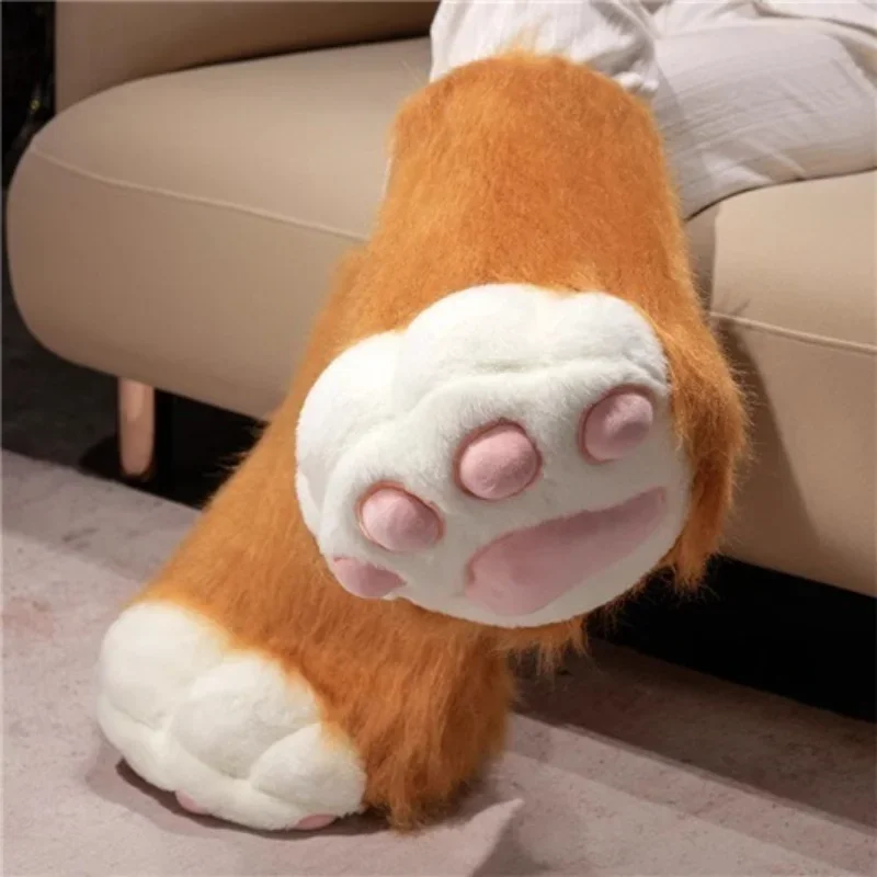 Ultra Soft Plush Fursuit-KIG Paw Pad Slippers Anti-Skid Slip-On Indoor Shoes with Hoof Detail Warm Winter Footwear for Men Women