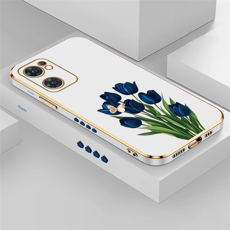 Shockproof Silicone Phone Case with Tulip Flower Butterfly Design