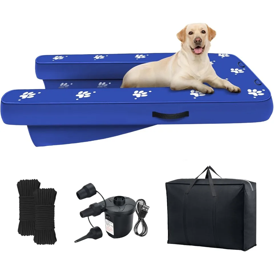 Inflatable Dog Dock Platform with Electric Pump