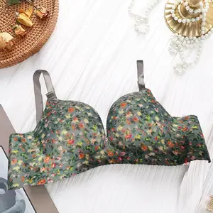 Women Printed Underwear Stylish Printed Underwear Bras for Women Comfortable No Underwire Breathable Fabric Sexy Gathered Adjust