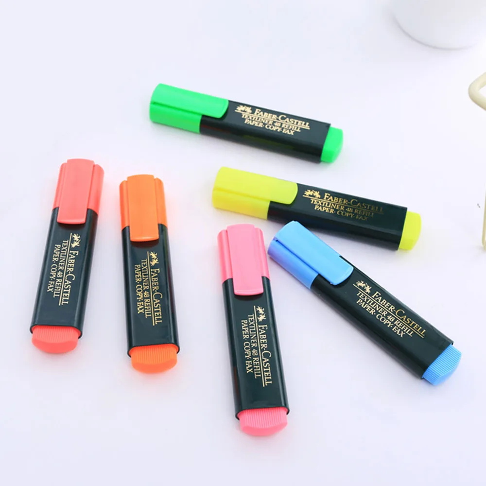 FABER CASTELL Fluorescent Candy Color Highlighter Pen Textliner Marker Pen Marking Stationery School Supplies 6