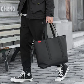Borsa a tracolla da uomo in tessuto Oxford, stile giapponese, alla moda, di lusso, grande, per studenti, nera, casual, 2026