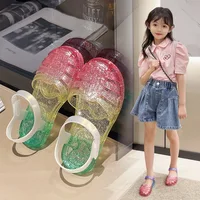 Summer Children Sandals Girls Gradient Color Princess Shoes PVC Non-slip Jelly Shoes Kids Breathable Beach Sandals Zapatos Niña 1