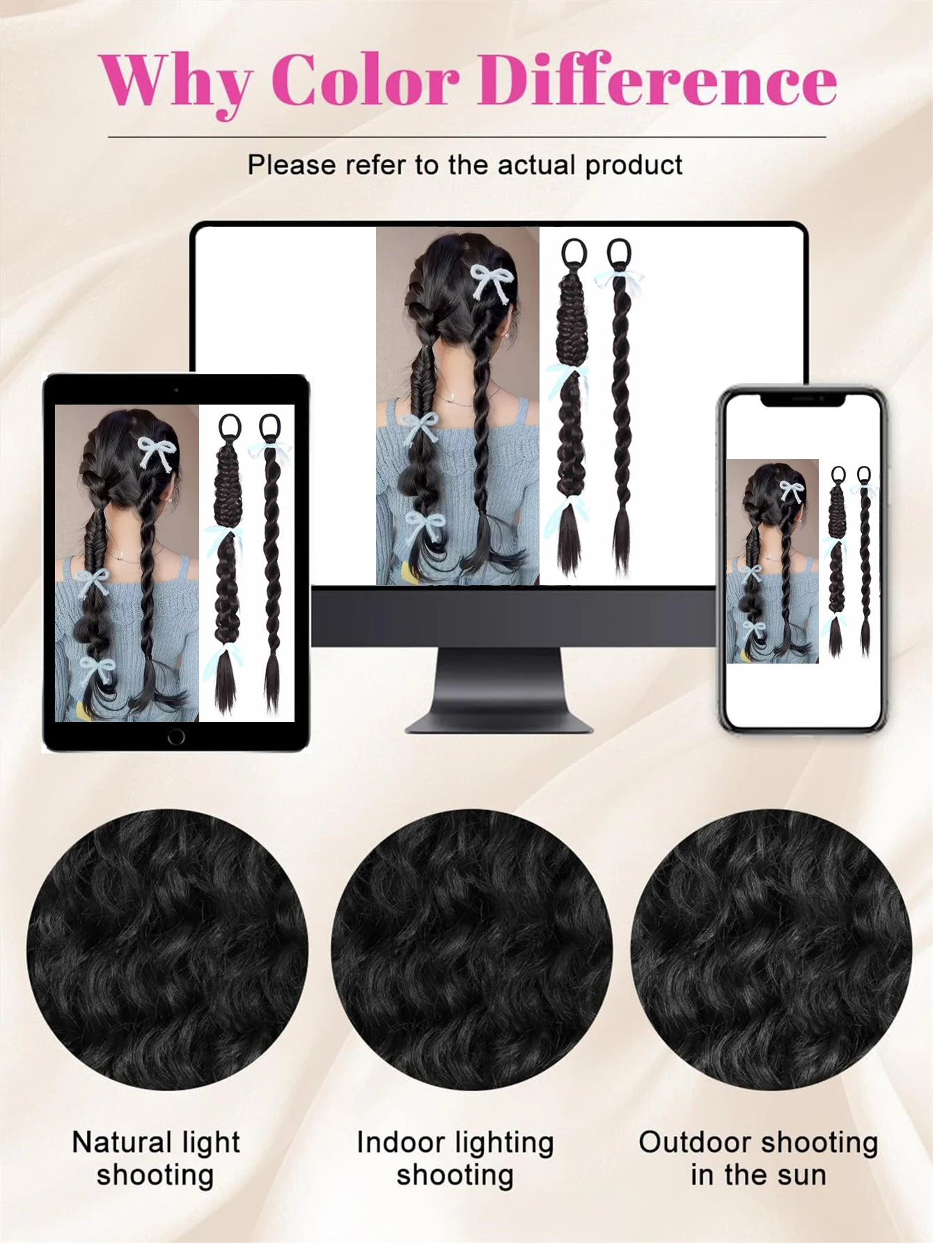 Synthetic Hair Long Twist Braid Extensions Colorful Ponytail