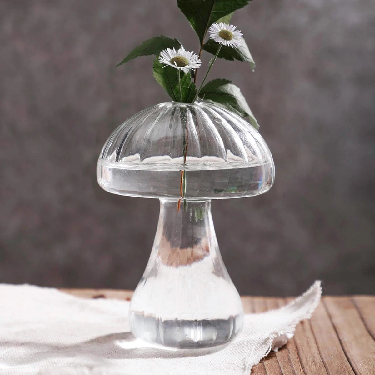 1PC, colored glass mushroom decorative vase, glass material indoor home decoration item, simple solid-color home decoration