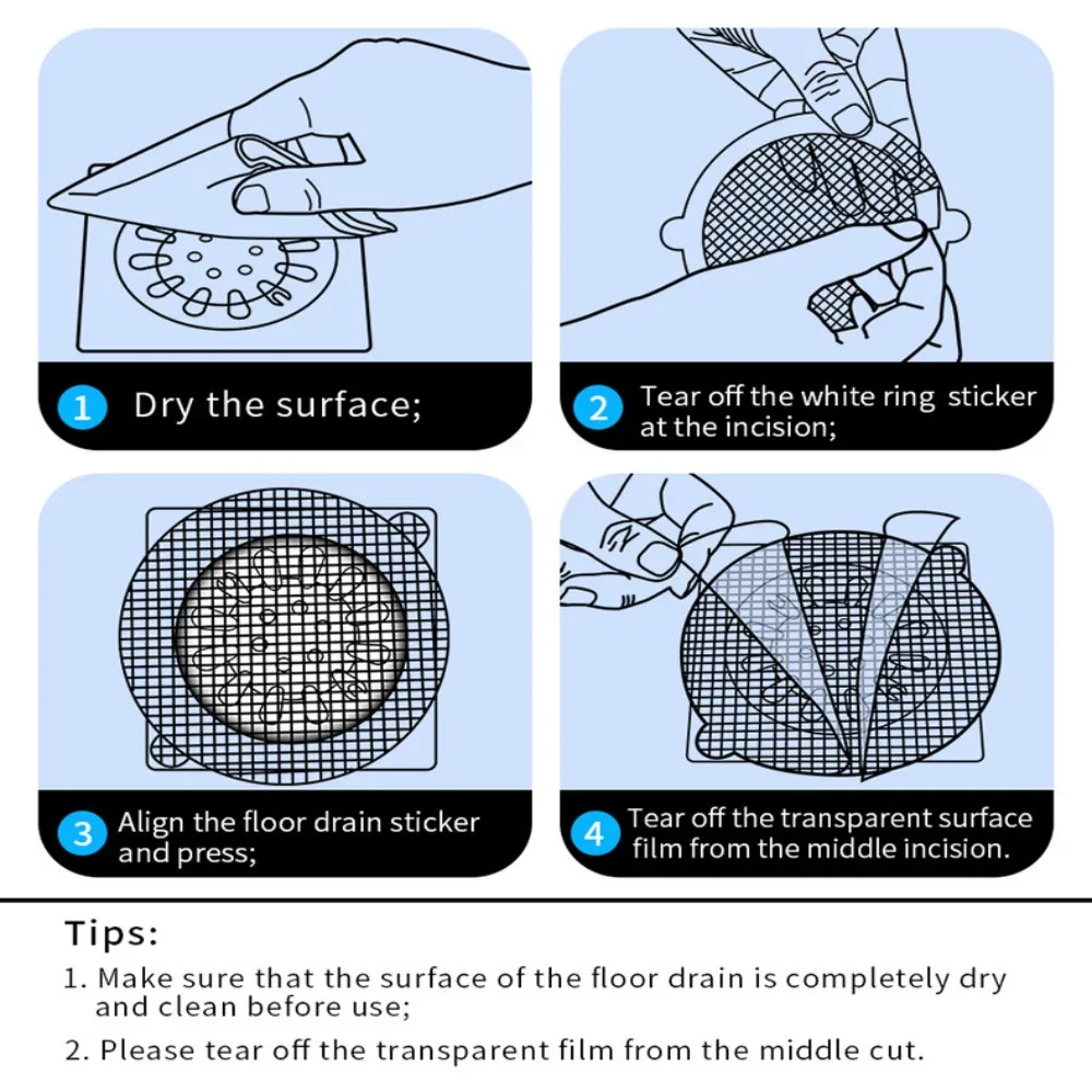Description Picture 4 of item10Pcs Disposable Disposable Shower Floor Drain Sticker Sticker Kitchen Drain Stopper Filter Cover Accessories Bathroom
