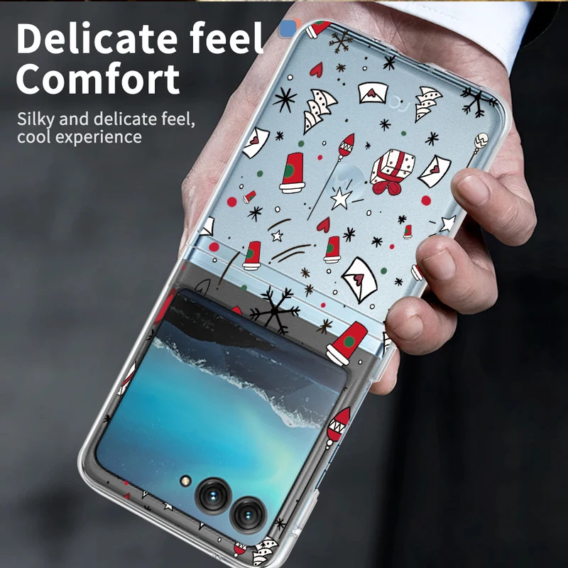 Cute Cartoon Christmas Element Clear Hard PC Folding Shockproof Phone Case