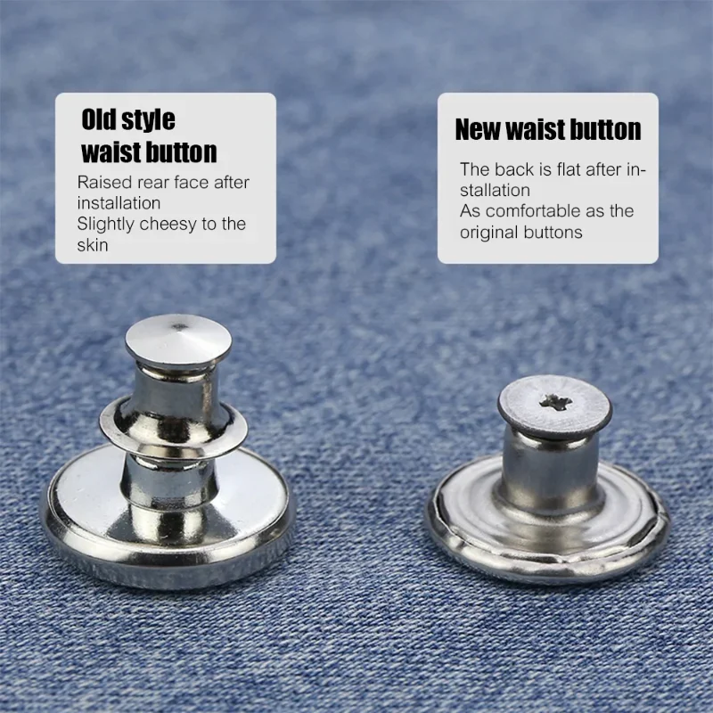 20/10Pcs Detachable Jeans Screw Button Snap Fastener Pant Pins Nail Free Jeans Adjustable Waist Alloy Buckles Sewing Accessories 5