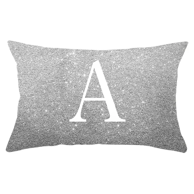 Silver Letters Lumbar Pillowcase