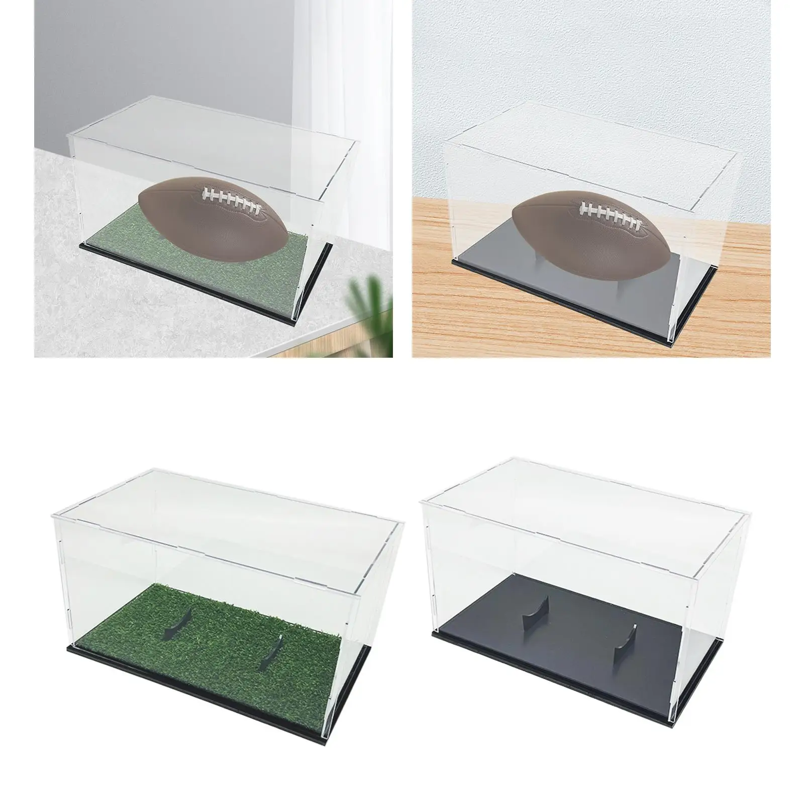 Football Display Case Dustproof Oval Ball Holder Acrylic Display Case for Souvenir Art Craft Collectibles Figures Volleyball