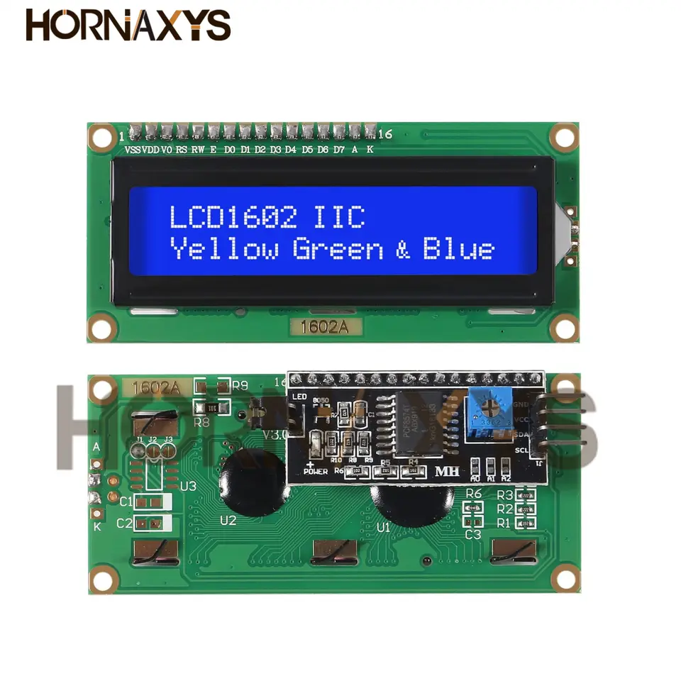 LCD1602+I2C Module Blue/ Yellow Green Screen 16x2 Character LCD Display PCF8574T PCF8574 IIC I2C Interface 5V image 4