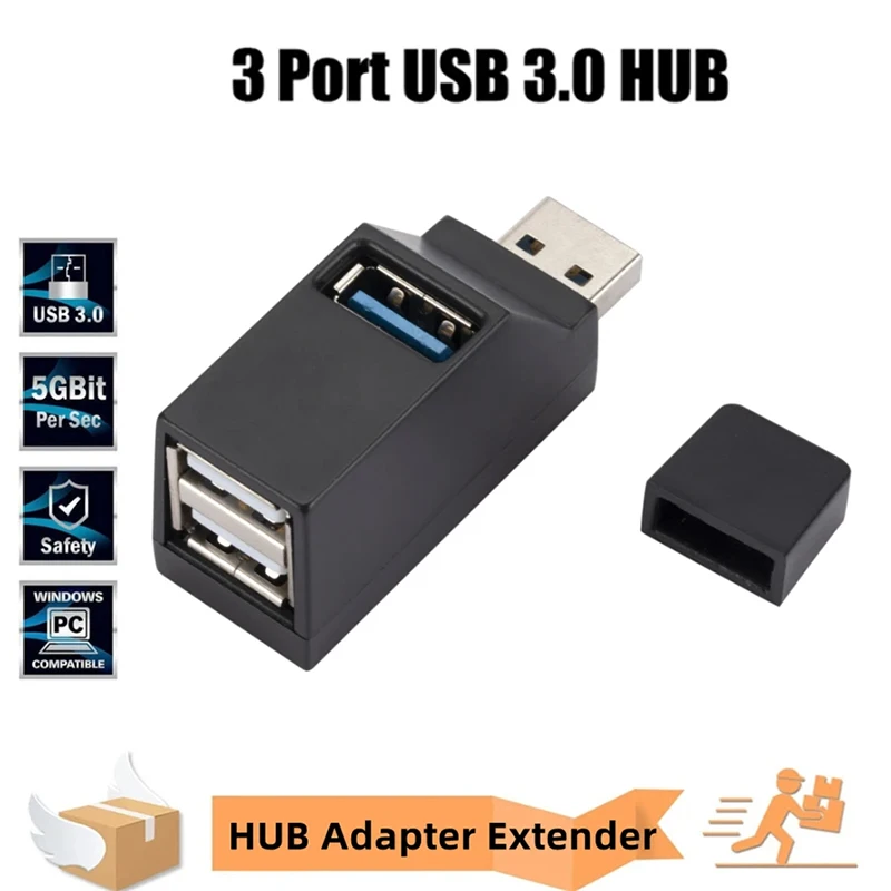New Portable Usb 3.0 Hub Adapter Extender Splitter Box 1 To 3 Ports For Pc Laptop Keyboard Mouse U Disk Card Reader Accessories